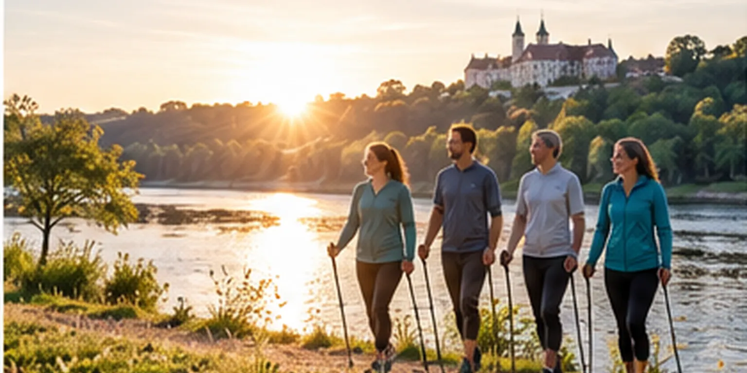 Gruppe beim Walken an der Salzach