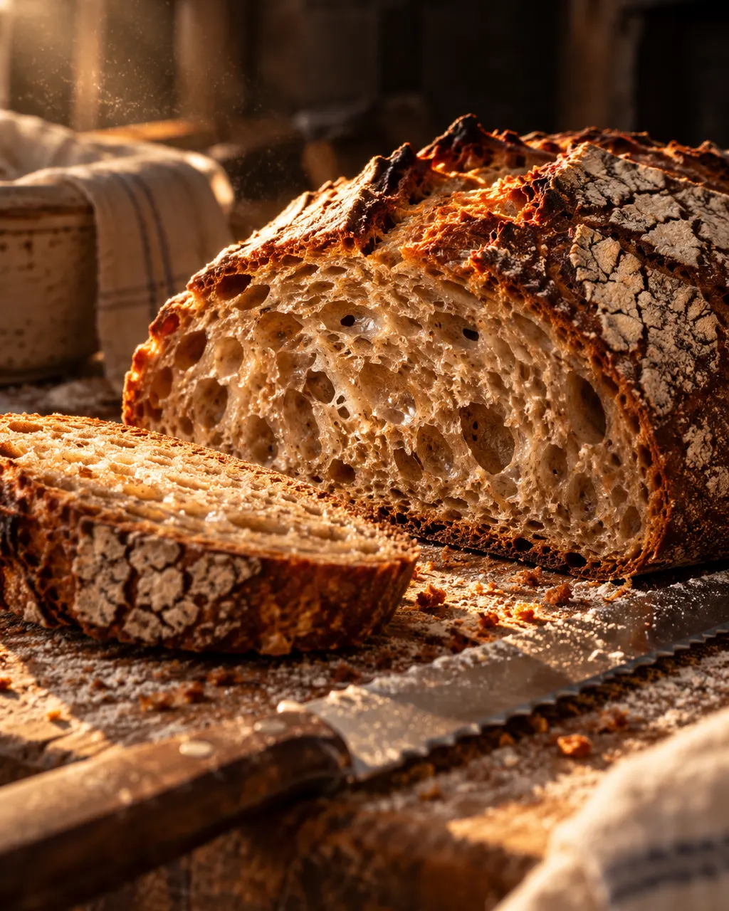 Angeschnittener Sauerteiglaib